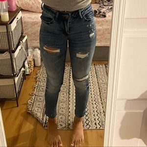 Hadlee Distressed Mid Rise Skinny Jeans